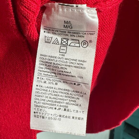 Banana Republic Oversized Johnny Collar Sweater Red Sunset Size M/L - Picture 6 of 7